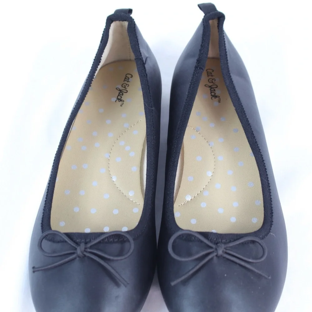 Cat & Jack Black‎ Leather Slippers Shoes Girls Size 2